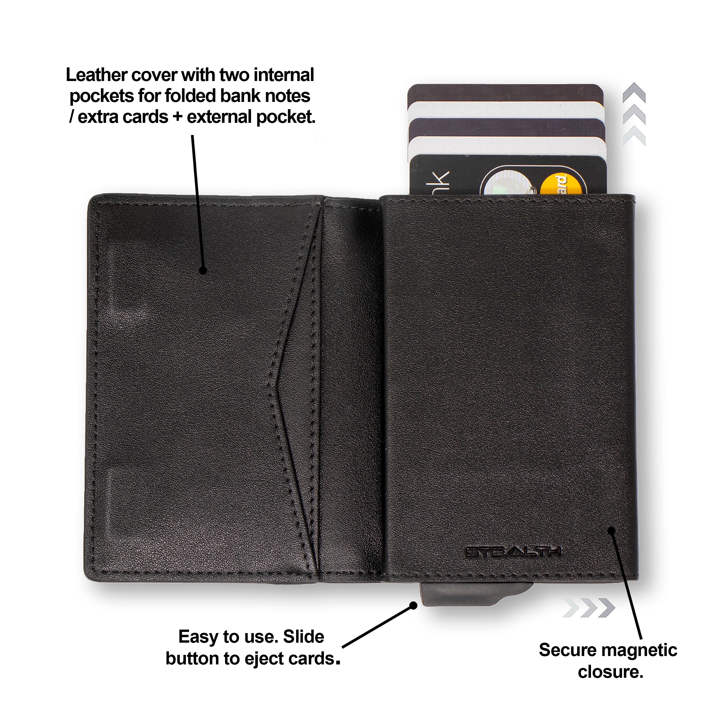 thumbnail image 2 of Daviscase Men's Natural Leather Magnetic Card Case Wallet – Slim, 4 Slots + 2 Pockets 2 of 2
